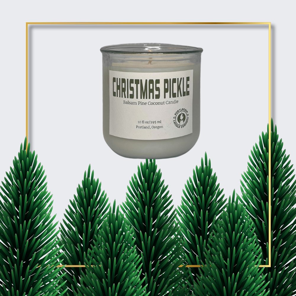 Christmas Pickle Natural Wax Candle | Balsam Pine Fragrance